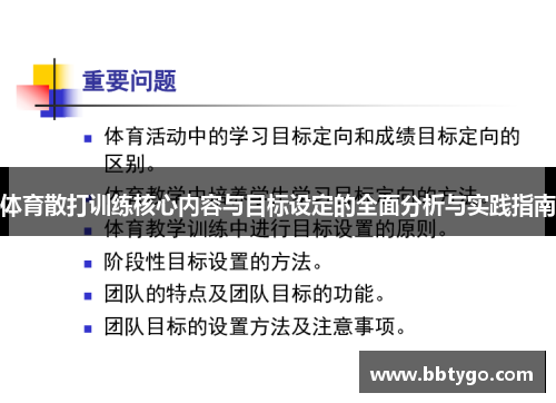 体育散打训练核心内容与目标设定的全面分析与实践指南